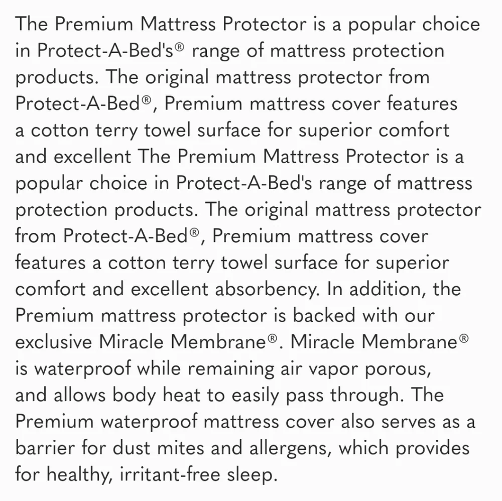 Protect-a-Bed Premium Waterproof Mattress Protector FULL / DOUBLE Fitted Sheet